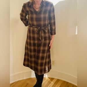 Max Studio Brown Plaid Midi Dress